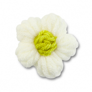 Geh&auml;kelte Blume Off white-lime green