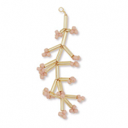 Anhänger Glasperlen Blume Gold-vintage pink