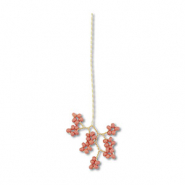 Anhänger Glasperlen Blume Gold-mauve pink