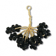 Anhänger Glasperlen Blume Gold-black