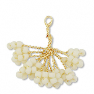 Anhänger Glasperlen Blume Gold-off white