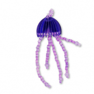 Anh&auml;nger Glasperlen Qualle Blue-purple-transparent purple lined AB