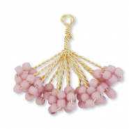 Anh&auml;nger Glasperlen Blume Gold-mauve