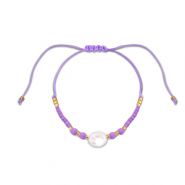 Trendy Fusskettchen Gemischte Perlen Purple-white-gold