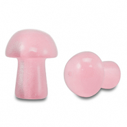 Naturstein Perlen Glas Fliegenpilz Pink