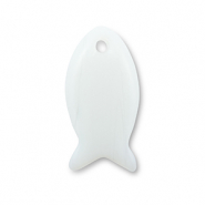 Naturstein Anhänger Glas Fisch White