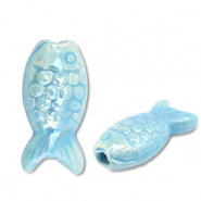 DQ Griechische Keramik Perlen Fisch Light blue