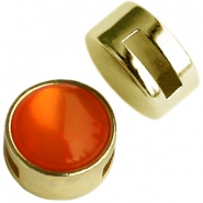 Metall Schieber DQ Cuoio mit Fassung f&uuml;r 12mm Cabochon gold