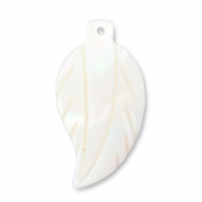 Muschel Anh&auml;nger Blatt White (Naturliche Farbe Muschel)