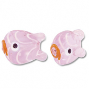 Handbemalt Glasperlen Fisch Pink-orange