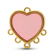 Metall Anh&auml;nger DQ mit 6 &Ouml;sen Pink-Gold (Nickelfrei)