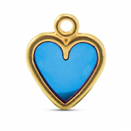 Metall Anh&auml;nger DQ Herz Blue-Gold (Nickelfrei)