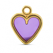 Metall Anh&auml;nger DQ Herz Purple-Gold (Nickelfrei)
