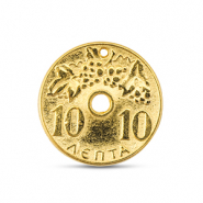 Metall Anh&auml;nger DQ M&uuml;nze Gold (Nickelfrei)