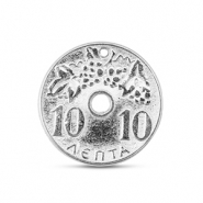 Metall Anh&auml;nger DQ M&uuml;nze Antik silber (Nickelfrei)