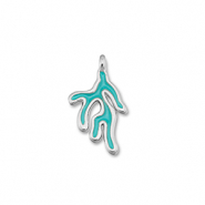 Metall Anh&auml;nger DQ Koralle Turquoise blue-Antik silber (Nickelfrei)