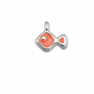 Metall Anh&auml;nger DQ Fisch Coral red-Antik silber (Nickelfrei)