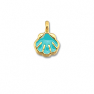 Metall Anh&auml;nger DQ Muschel Turquoise blue-Gold (Nickelfrei)