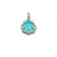 Metall Anh&auml;nger DQ Muschel Turquoise blue-Antik silber (Nickelfrei)