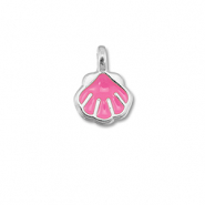 Metall Anh&auml;nger DQ Muschel Magenta pink-Antik silber (Nickelfrei)