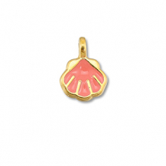 Metall Anh&auml;nger DQ Muschel Coral red-Gold (Nickelfrei)