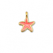 Metall Anh&auml;nger DQ Seestern Coral red-Gold (Nickelfrei)