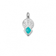 Metall Anh&auml;nger DQ Rhombus Turquoise blue-Antik silber (Nickelfrei)