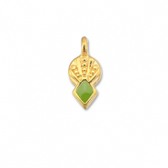 Metall Anh&auml;nger DQ Rhombus Light green-Gold (Nickelfrei)