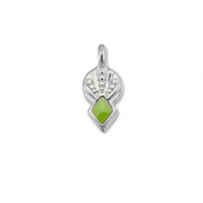 Metall Anh&auml;nger DQ Rhombus Light green-Antik silber (Nickelfrei)