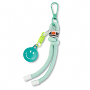 Schl&uuml;sselanh&auml;nger Smiley mit Kordel Mint-neon yellow-white