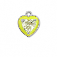 Brass TQ Metall Anh&auml;nger Herz Silver-neon yellow-light yellow