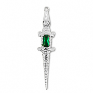 Brass TQ Metall Anh&auml;nger Krokodil Silver-dark green