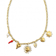 Ketten aus Stainless Steel - Rostfreiem Stahl mit Anh&auml;nger Sommer Gold-red-white