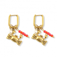 Ohrringe aus Stainless Steel - Rostfreiem Stahl Krabbe Gold-red-white