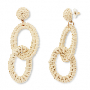 Trendy Bast Ohrringe Oval Beige-gold