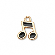 Metall Anh&auml;nger Enamel Musiknote Gold-black