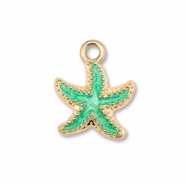 Metall Anh&auml;nger Enamel Seestern Gold-ocean green