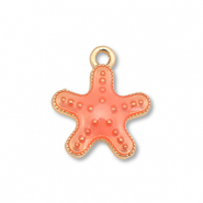 Metall Anh&auml;nger Enamel Seestern Gold-coral red
