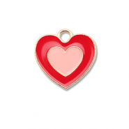 Metall Anh&auml;nger Enamel Herz Gold-red-peach pink