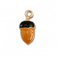 Metall Anh&auml;nger Enamel Eichel Gold-brown-black