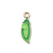 Metall Anh&auml;nger Enamel Bohne Gold-green
