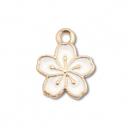Metall Anh&auml;nger Enamel Blume Gold-white