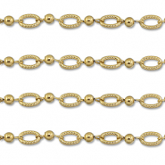 Stainless Steel - Rostfrei Stahl Schmuckzubeh&ouml;r Gliederkette Oval mit Kugel Gold