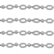Stainless Steel - Rostfrei Stahl Schmuckzubeh&ouml;r Gliederkette Oval mit Kugel Silver