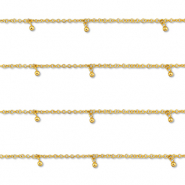 Stainless Steel - Rostfrei Stahl Schmuckzubeh&ouml;r Gliederkette mit Kugel Gold
