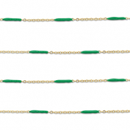 Stainless Steel - Rostfrei Stahl Schmuckzubeh&ouml;r Gliederkette L&auml;nglich Gold-green
