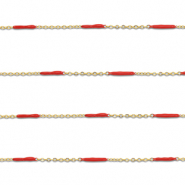Stainless Steel - Rostfrei Stahl Schmuckzubeh&ouml;r Gliederkette L&auml;nglich Gold-red