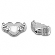 Stainless Steel - Rostfrei Stahl Perlen Hertz mit Flügel Silver