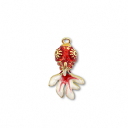 Eco-brass&reg; (nachaltiges Messing) Anh&auml;nger Fisch Gold-red-white