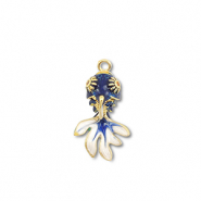 Eco-brass&reg; (nachaltiges Messing) Anh&auml;nger Fisch Gold-dark blue-white